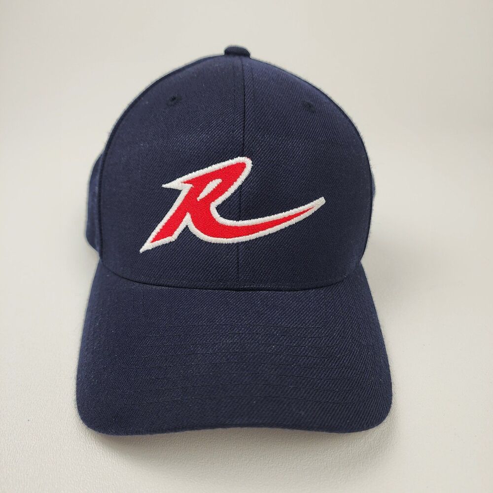 Pacific Headwear Red R Logo Baseball Cap Navy Fitted Hat 7 5/8